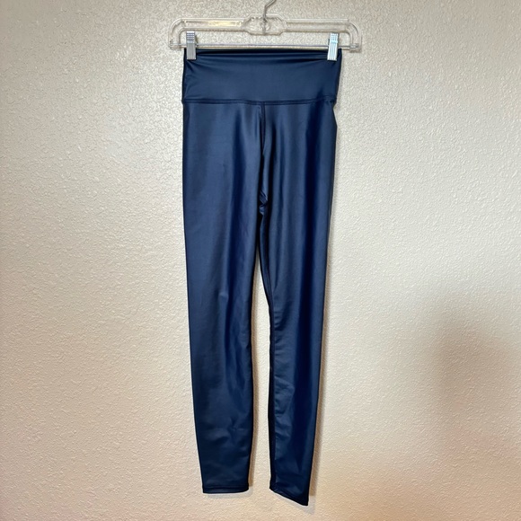 Superdown Navy Blue Metallic Sheen High Rise Skinny Leggings Extra Small - Picture 1 of 7